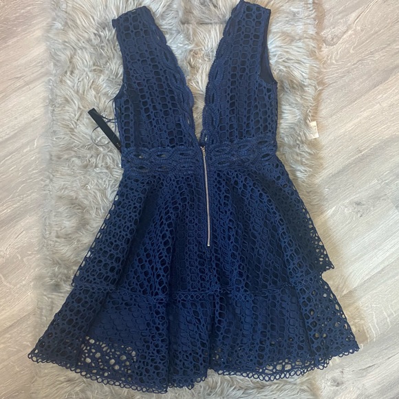 Blue crochet, layered dress. Never worn. Size large - Picture 2 of 5